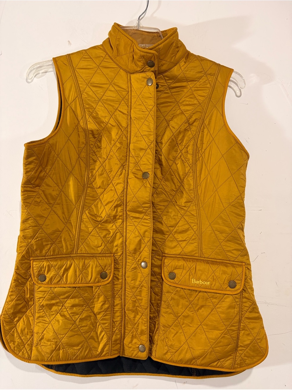 Barbour L185 Shaped Featherweight Quilt Wray Gilet Womens US 10 Mustard Vest